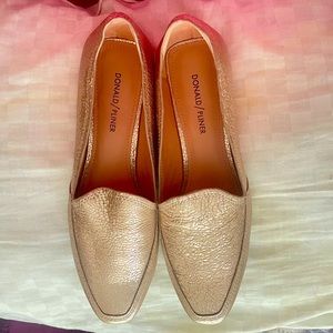 Donald Pliner flat brushed metallic loafers-NEVER WORN